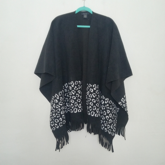 RACHEL Rachel Roy Black White Leopard Print Wrap One Size Fits Most - Picture 6 of 11